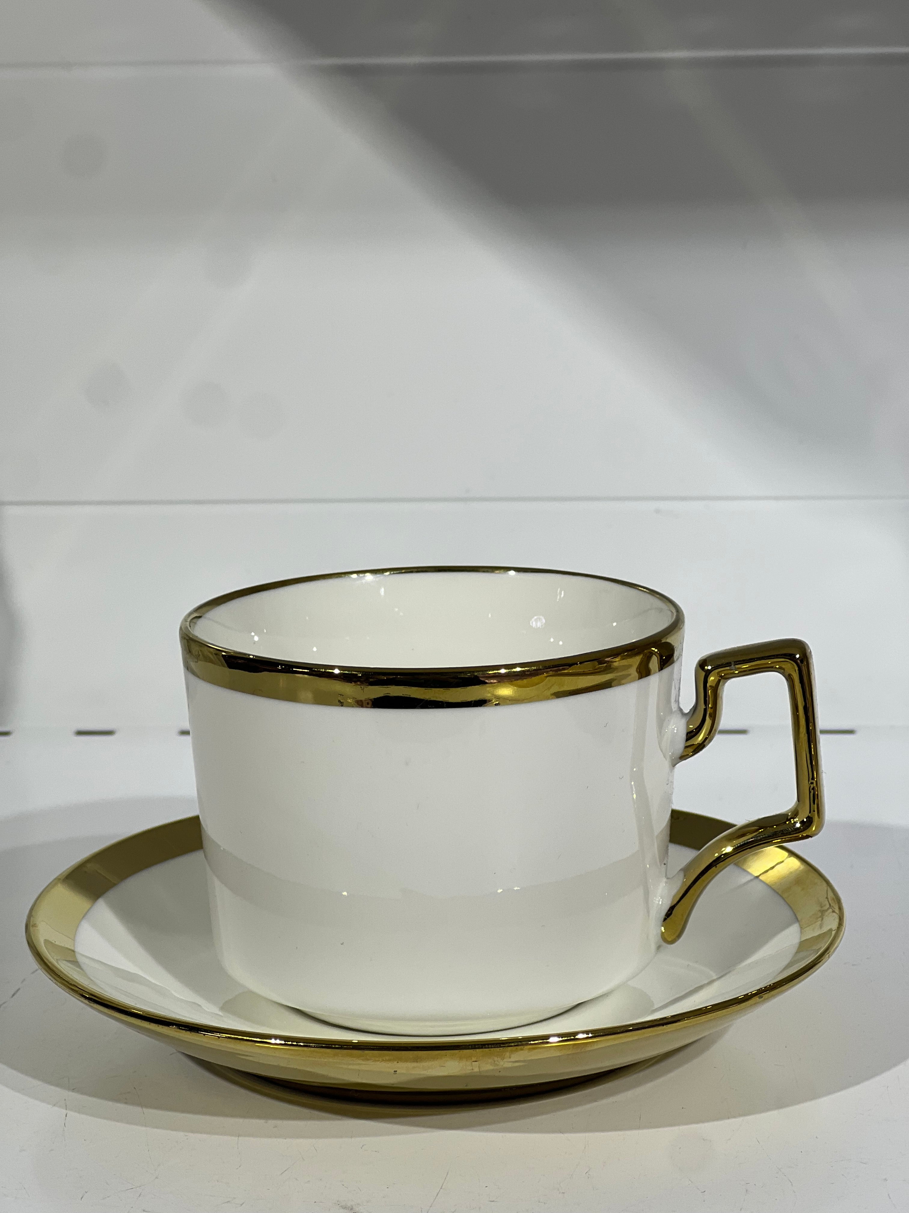 Tasses à café bordure doré/gris