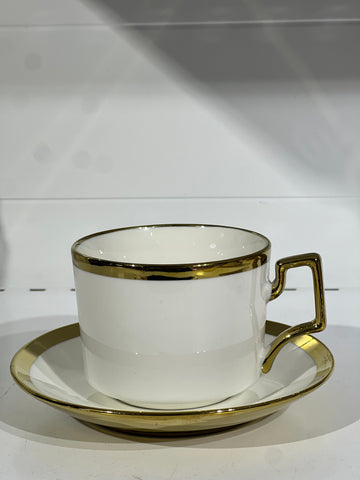 Tasses à café bordure doré/gris