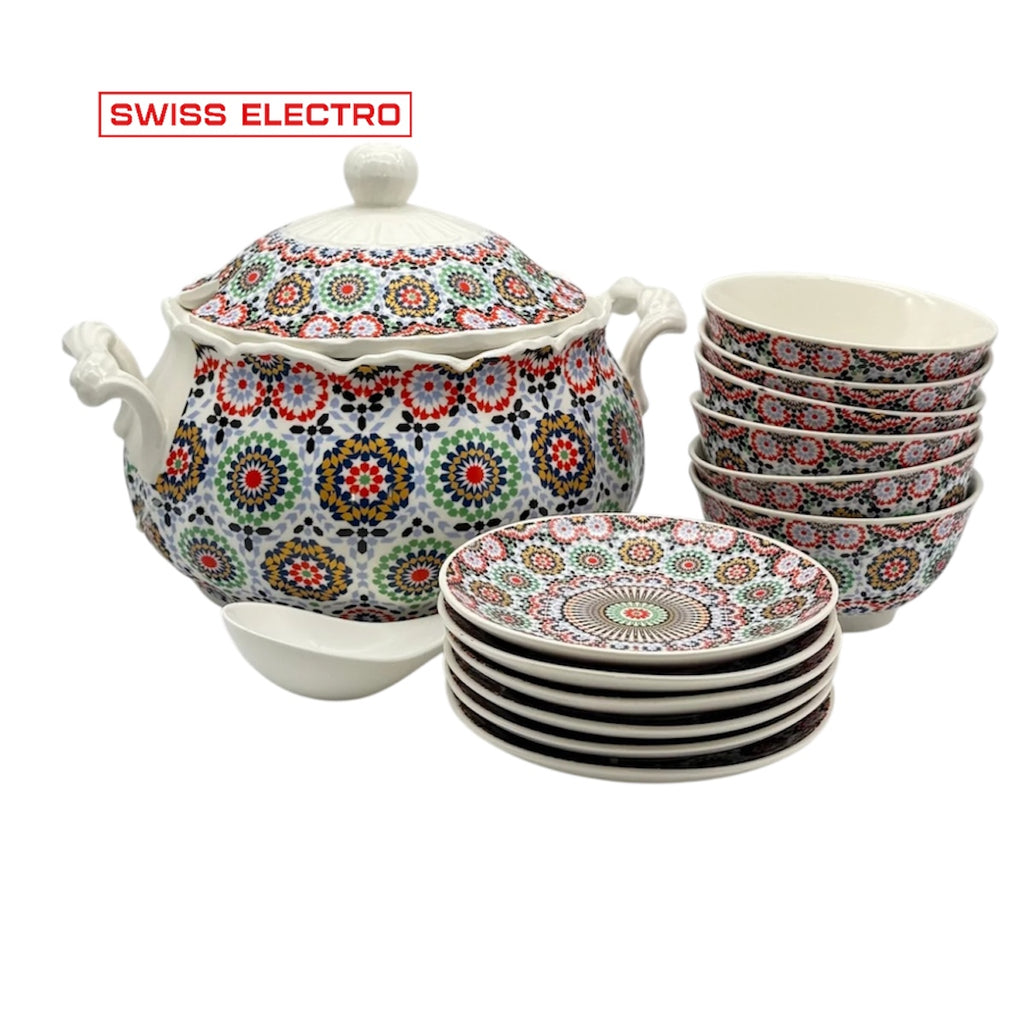 Soupière en porcelaine zelija/ Mosaïque Taghazout