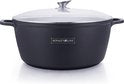 Casserole - Moule À Four - Marmite À Soupe - Ø 40 cm - Casserole De 19,5 Litres Avec Couvercle En Verres - Résistant Au Four - Revêtement Antiadhésif - Aluminium - Zwart
