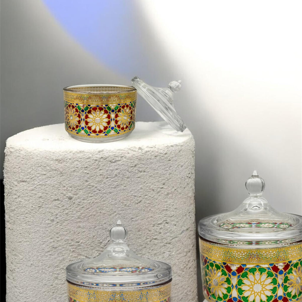 Cloche De Présentation en Verre /Cloche Bougeoir /Pot Cloche / couleurs/ Bonbonnière /Bonbonnière  mosaïque / Zellige / zelija/ zalija