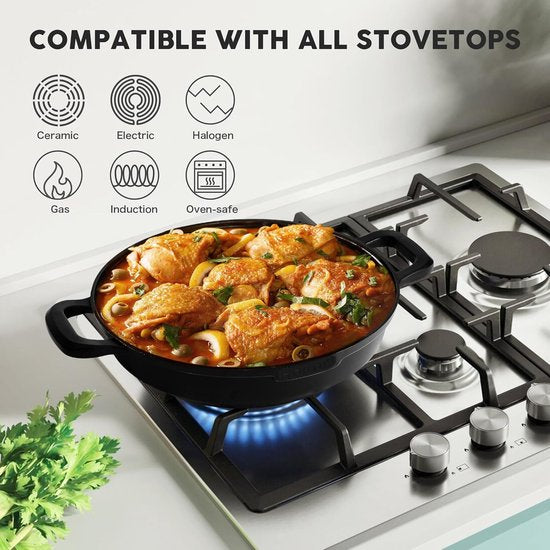 Tajine Saffron 30 cm - Non-stick - PFOA free- Geschikt voor Alle Kookplaten - zwart incl. ovenwanten en vilt/ tajine Noir anti adhésif