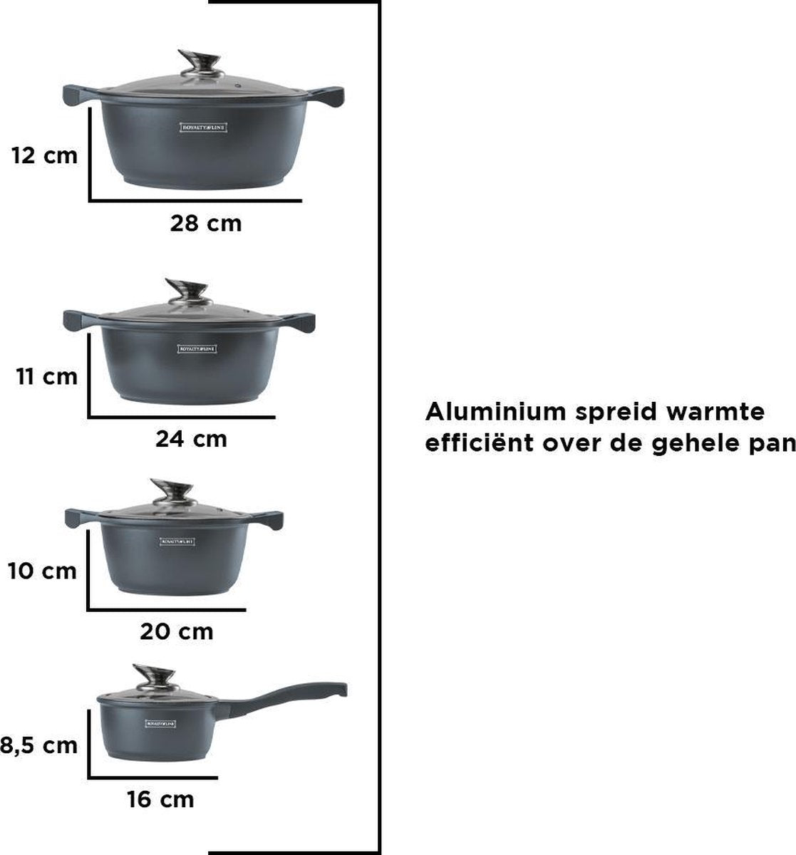 Royalty Line Batterie de cuisines marbre 10 pcs gris / casserole