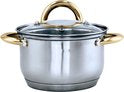 Batterie de Cuisine à Induction - Batterie de Cuisine 12 Pièces - Adaptée à Tous Feux de Chaleur - Acier Inox/ Or