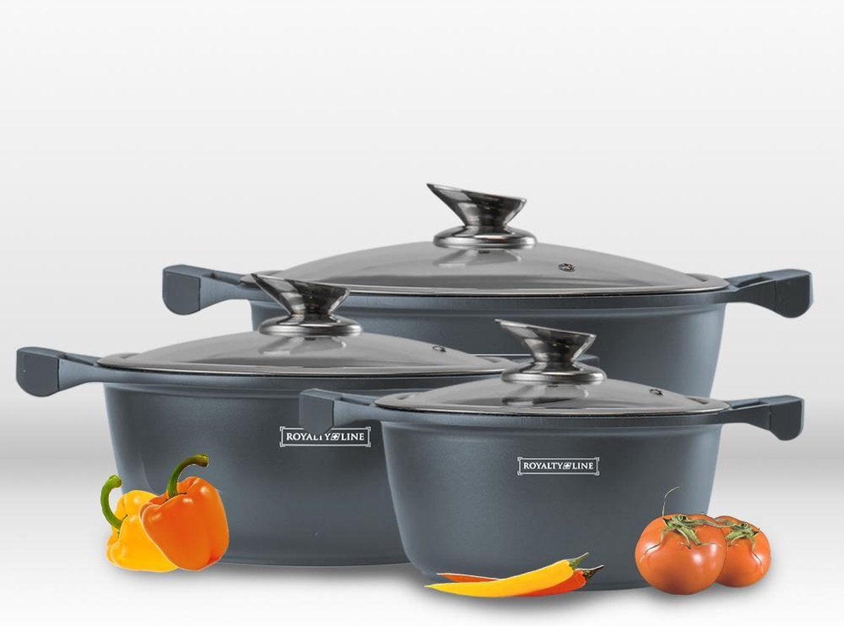 Royalty Line Batterie de cuisines marbre 10 pcs gris / casserole