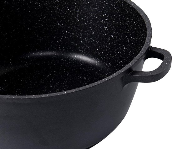 Royalty Line RL-AD24M , Casserole profonde avec revêtement en marbre de 24 cm / 28 cm avec couvercle en verre
