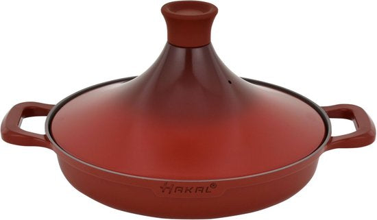 Tajine Saffron 30 cm - Non-stick - PFOA free- Geschikt voor Alle Kookplaten -rood incl. ovenwanten en vilt/ tajine rouge anti adhésif