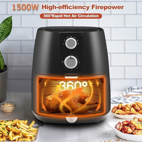 Royalty Line® AF1500 Airfryer XXL - Friteuse à air chaud XXL 5 litres - Airfryers 1500W avec minuterie - 80-200°C - Zwart