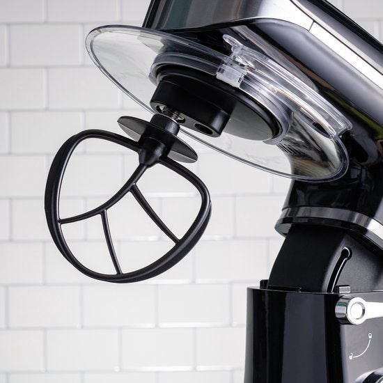 Royalty Line Robot de cuisine - Robot de cuisine - Mixeur avec 6 réglages de vitesse + LED, avec Garde / crochet pétrisseur / batteur et grattoir, avec crédence et bol mélangeur en acier inoxydable 6,5 L - 1900W - Zwart