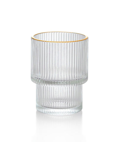 Verre à rayures verticales à bord doré Tasse à eau Creative/ verres à thé 
Vertical stripes design water glass set