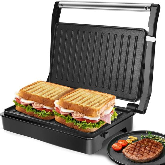 Royalty Line Sandwich Device - Contact Grill - Panini Grill - 1000W - Toaster Grill - 1000W - Sandwich Iron - Grill Device - Zwart