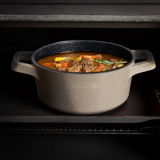 Ensemble de casseroles Royalty Line® Induction - Ensemble de casseroles 14 pièces - 4 poignées froides amovibles - Convient à toutes les sources de chaleur - Beige