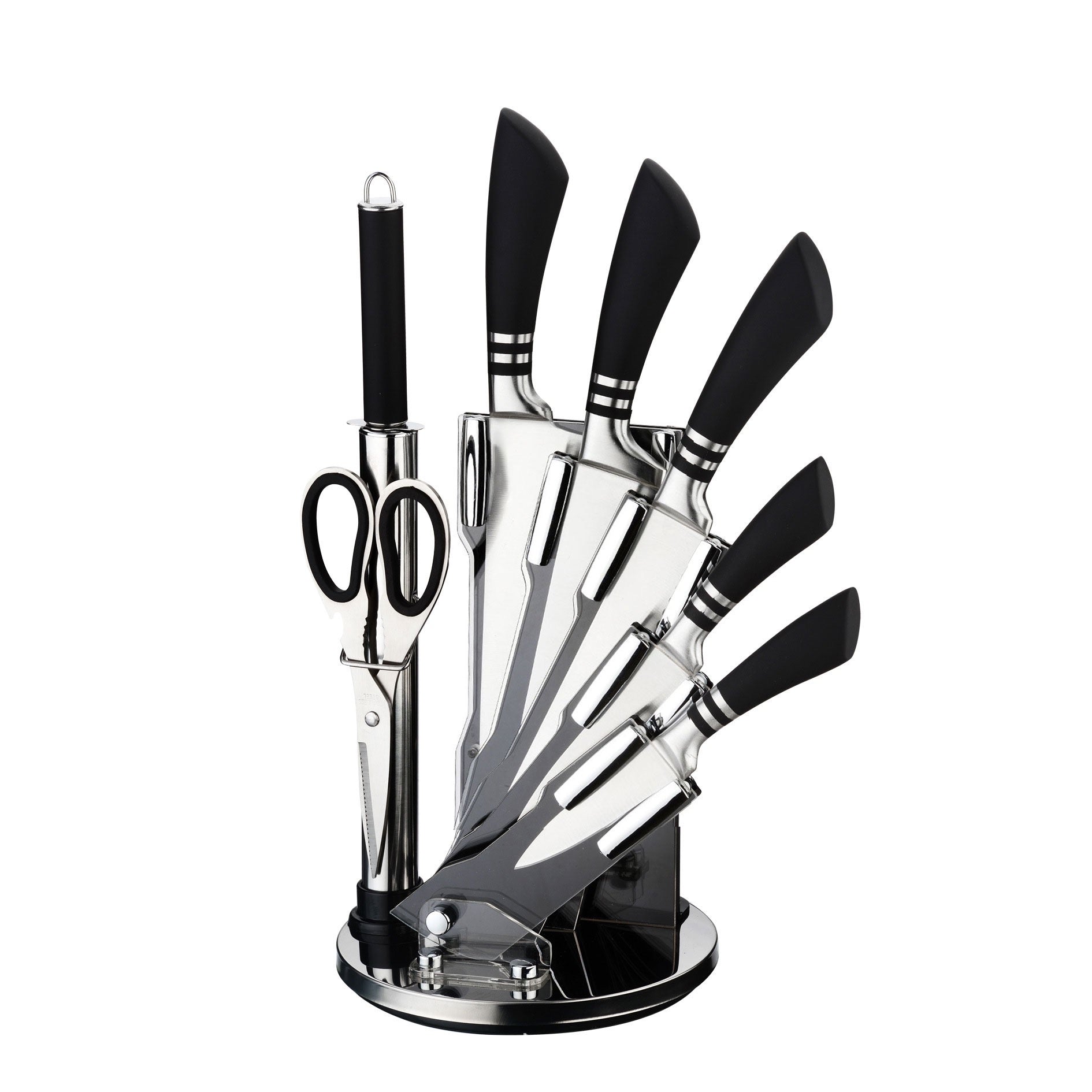 Ensemble de 8 couteaux en acier inoxydable Noir