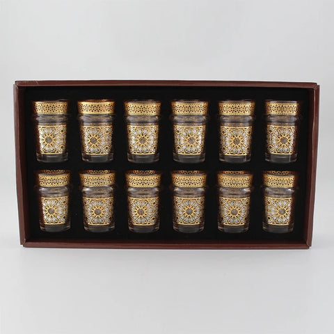 Ensemble 12 verres a thé Marocain bordure zelija doré