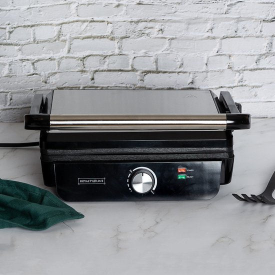 Contact Grill - Panini Grill - Plaque supérieure flottante - Revêtement antiadhésif - 2000W - Température réglable - 30 x 24cm - Zwart/ Inox