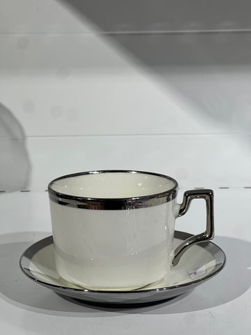 Tasses à café bordure doré/gris