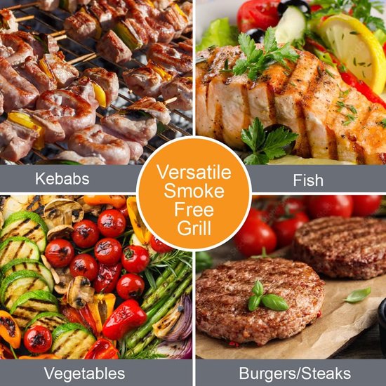 Grill électrique - BBQ - Barbecue de table - Surface de grill 37,5 x 28 cm - 2000 Watt
