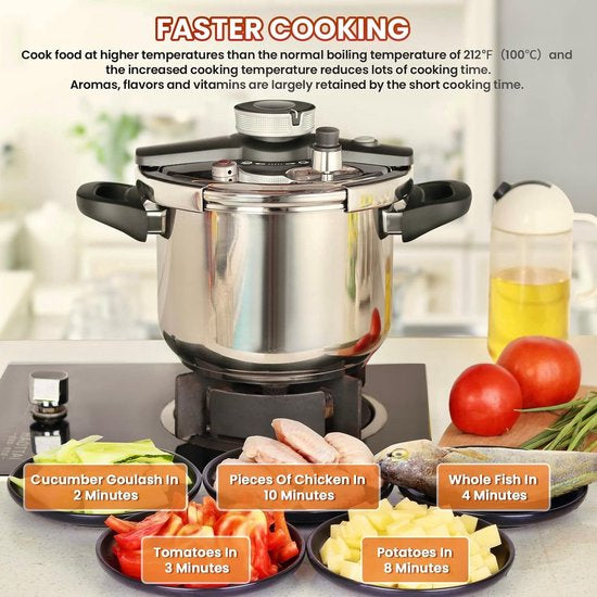 Autocuiseur Induction / cocotte minute  / presure cooker - 3 L / 4 L 6L /8 LLitres - Tous Feux de Chaleur - Autocuiseur - Cuisson Instantanée - Poignée Ergonomique - Inox