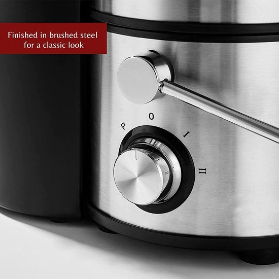 Royalty Line Extracteur de Jus 4 en 1 - Blender / Hachoir / Moulin à Café - Extracteur de Fruits et Légumes - Extracteur de Jus avec Tasse à Jus de 1 Litre et Réservoir de Pulpe de 2 Litres - Power Juicer à 3 Vitesses - 1000W - Multi Juicer - Argent