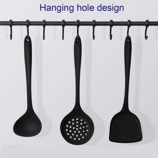 Set de Cuisine avec Support -  15 Pièces - Set de Kitchen tools - noir - Zwart