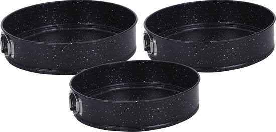 Ensemble de moules à charnière- Set de 3 moules à pâtisserie - Moule à gâteau avec revêtement antiadhésif - Ø24/26/28 cm - Ustensiles de cuisson - Zwart