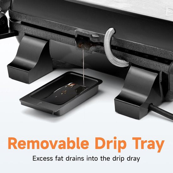 Contact Grill - Panini Grill - Plaque supérieure flottante - Revêtement antiadhésif - 2000W - Température réglable - 30 x 24cm - Zwart/ Inox