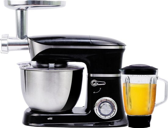 Robot de cuisine multifonctionnel - 3 en 1- Robot de cuisine xxl - Robot de Cuisine 6,5 Litres - Energie électrique 1900w - Zwart PKM-1900.7 B/ pétrin/ Noir / black