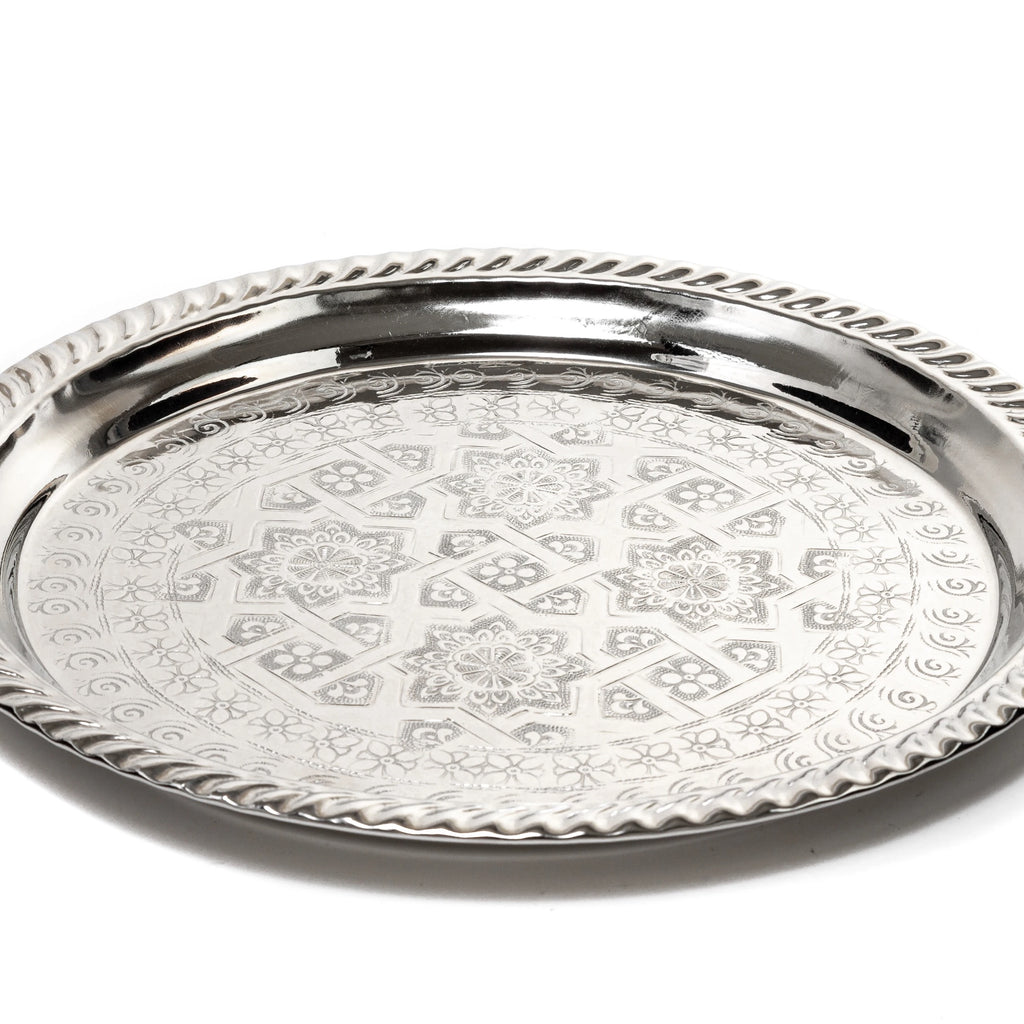 Plateau rond marocain de service en cuivre