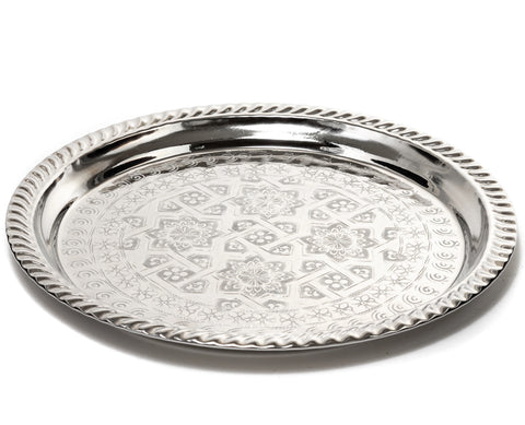 Plateau rond marocain de service en cuivre