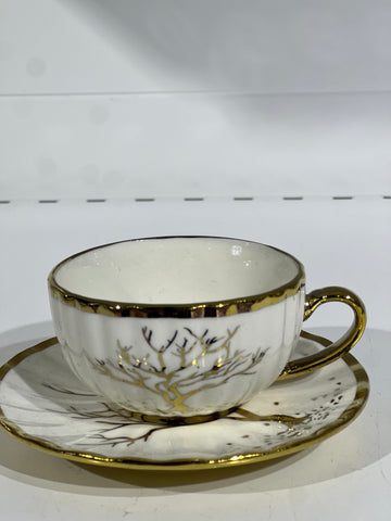 Tasses à café espresso rond   arbre doré