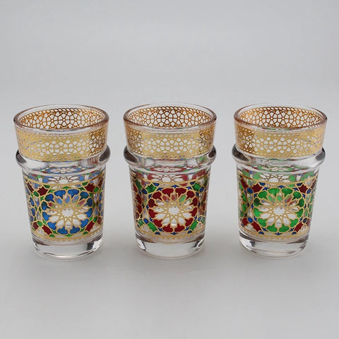 Ensemble 12 verres à  thé Marocain zelija couleur / mosaïque