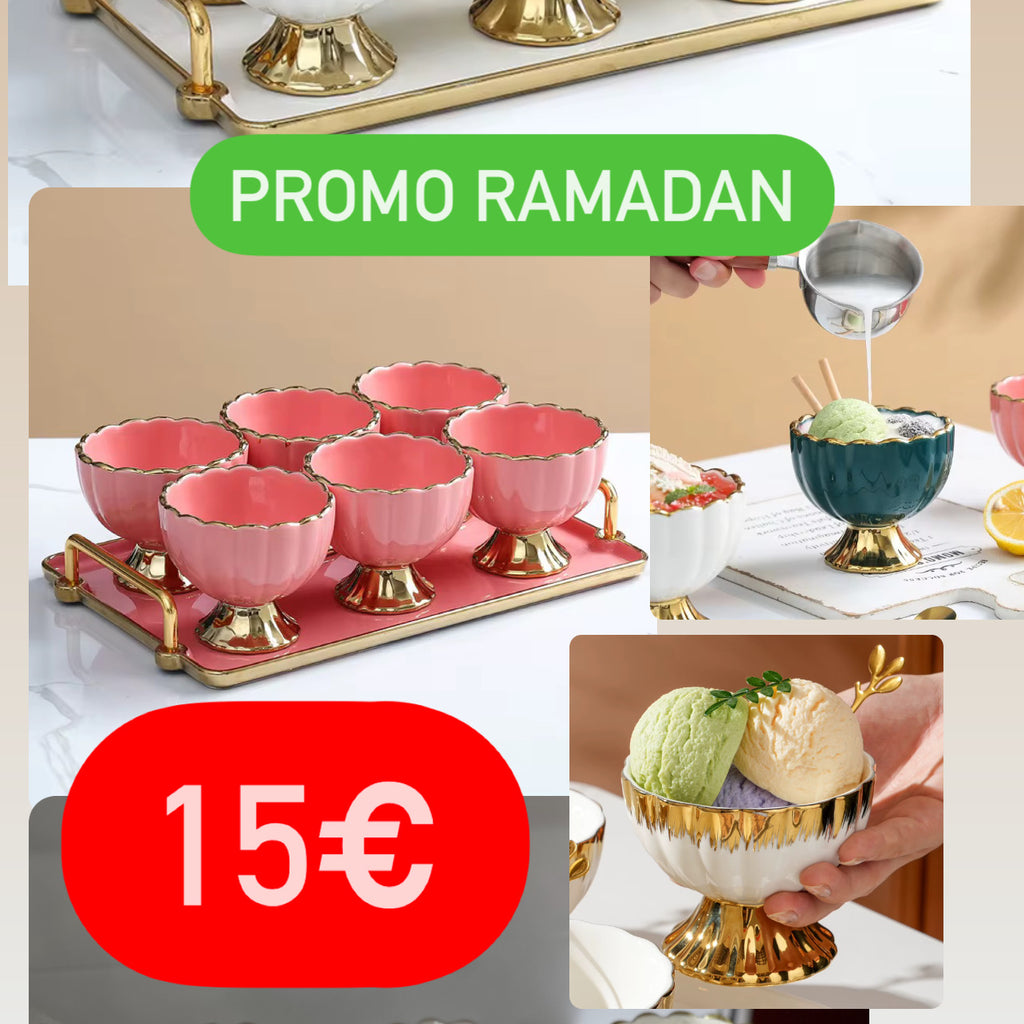 Tasses à dessert avec plateau