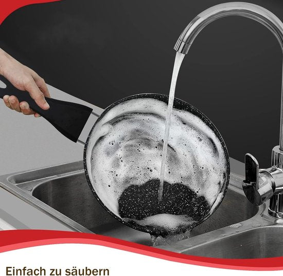 Set de 3 Pieces à frire revêtement en marbre/ poêle 3 pcs gris