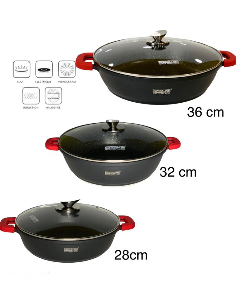 Casserole basse revêtement marbre / sauteuse