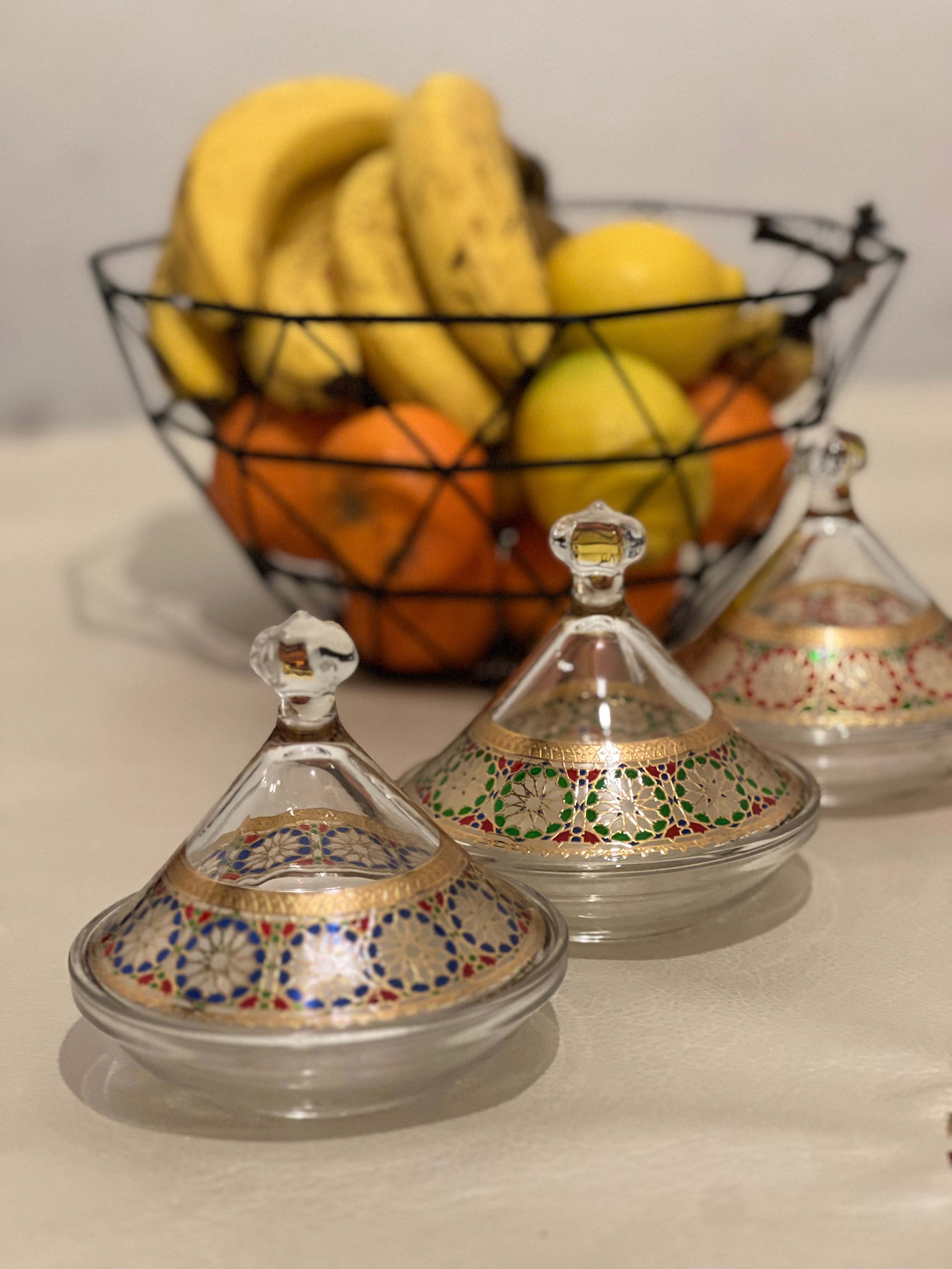 Set de 3 Mini Tagines Zellige 12 cm – Bleu, Rouge et Vert