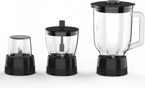 Royalty Line Extracteur de Jus 4 en 1 - Blender / Hachoir / Moulin à Café - Extracteur de Fruits et Légumes - Extracteur de Jus avec Tasse à Jus de 1 Litre et Réservoir de Pulpe de 2 Litres - Power Juicer à 3 Vitesses - 1000W - Multi Juicer - Argent