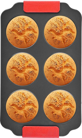 Moules à Cupcakes Royalty Line® MFN6 - Moule à pâtisserie avec 6 moules à cupcakes - Moules à muffins avec revêtement antiadhésif - Avec poignée en Siliconen - Noir
