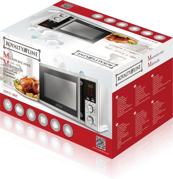 Microgolfoven Met Grill Funcie - Microwave Vrijstaand - 20 Liter Microgolf - 900W - Microgolfovens Met 10 Kookprogramma's - Digitaal - RVS/ micro ondes