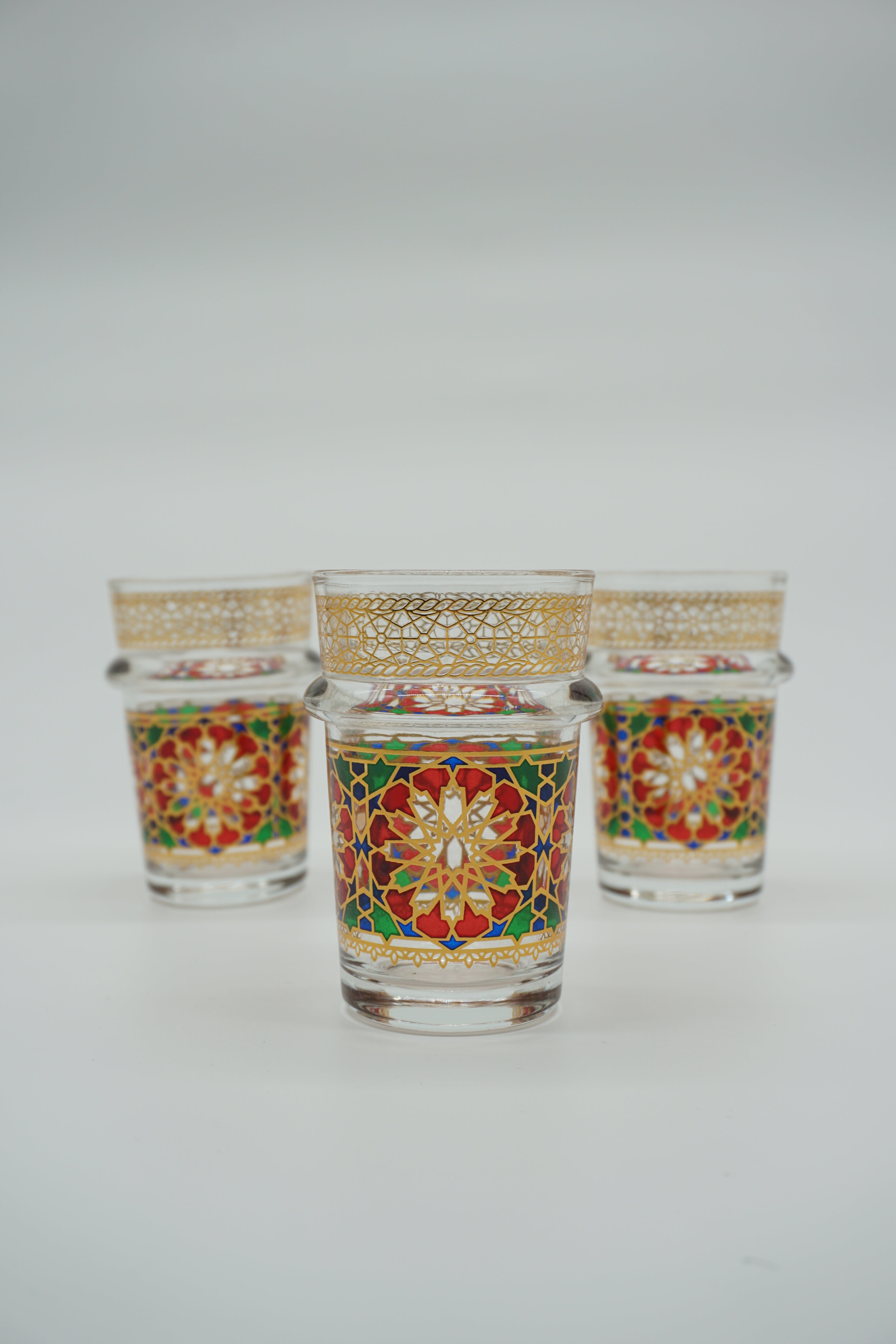 Ensemble 12 verres à  thé Marocain zelija couleur / mosaïque