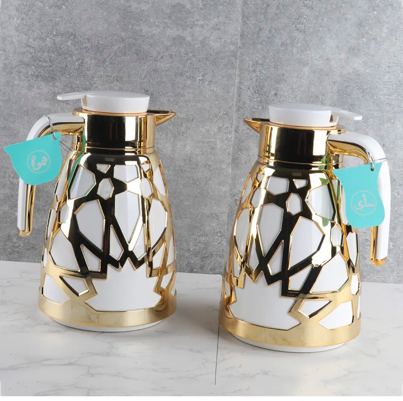 thermos de luxe style arabe avec coquille creuse 1000ml rose glass