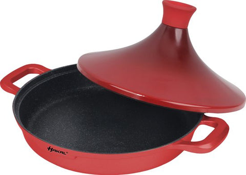 Tajine Saffron 30 cm - Non-stick - PFOA free- Geschikt voor Alle Kookplaten -rood incl. ovenwanten en vilt/ tajine rouge anti adhésif