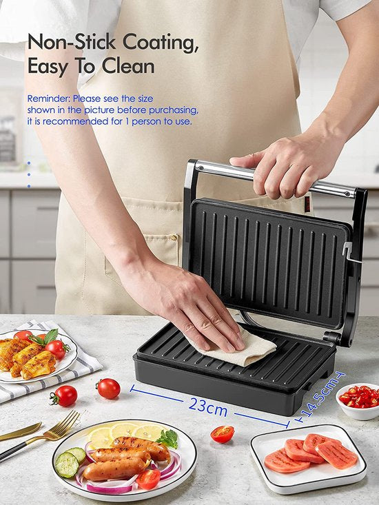 Royalty Line Sandwich Device - Contact Grill - Panini Grill - 1000W - Toaster Grill - 1000W - Sandwich Iron - Grill Device - Zwart
