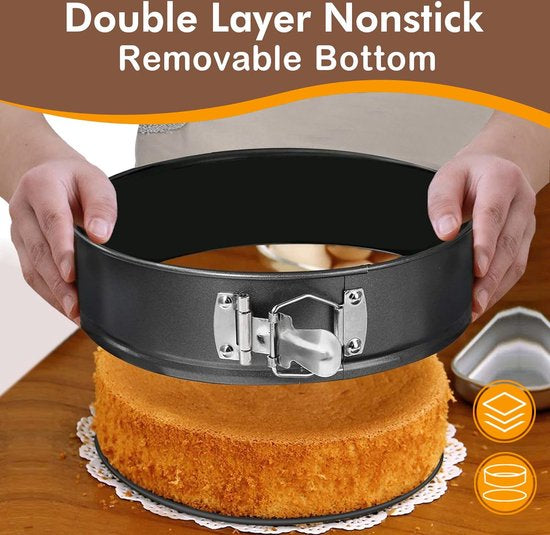 Ensemble de moules à charnière- Set de 3 moules à pâtisserie - Moule à gâteau avec revêtement antiadhésif - Ø24/26/28 cm - Ustensiles de cuisson - Zwart