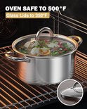 Batterie de Cuisine à Induction - Batterie de Cuisine 12 Pièces - Adaptée à Tous Feux de Chaleur - Acier Inox/ Or