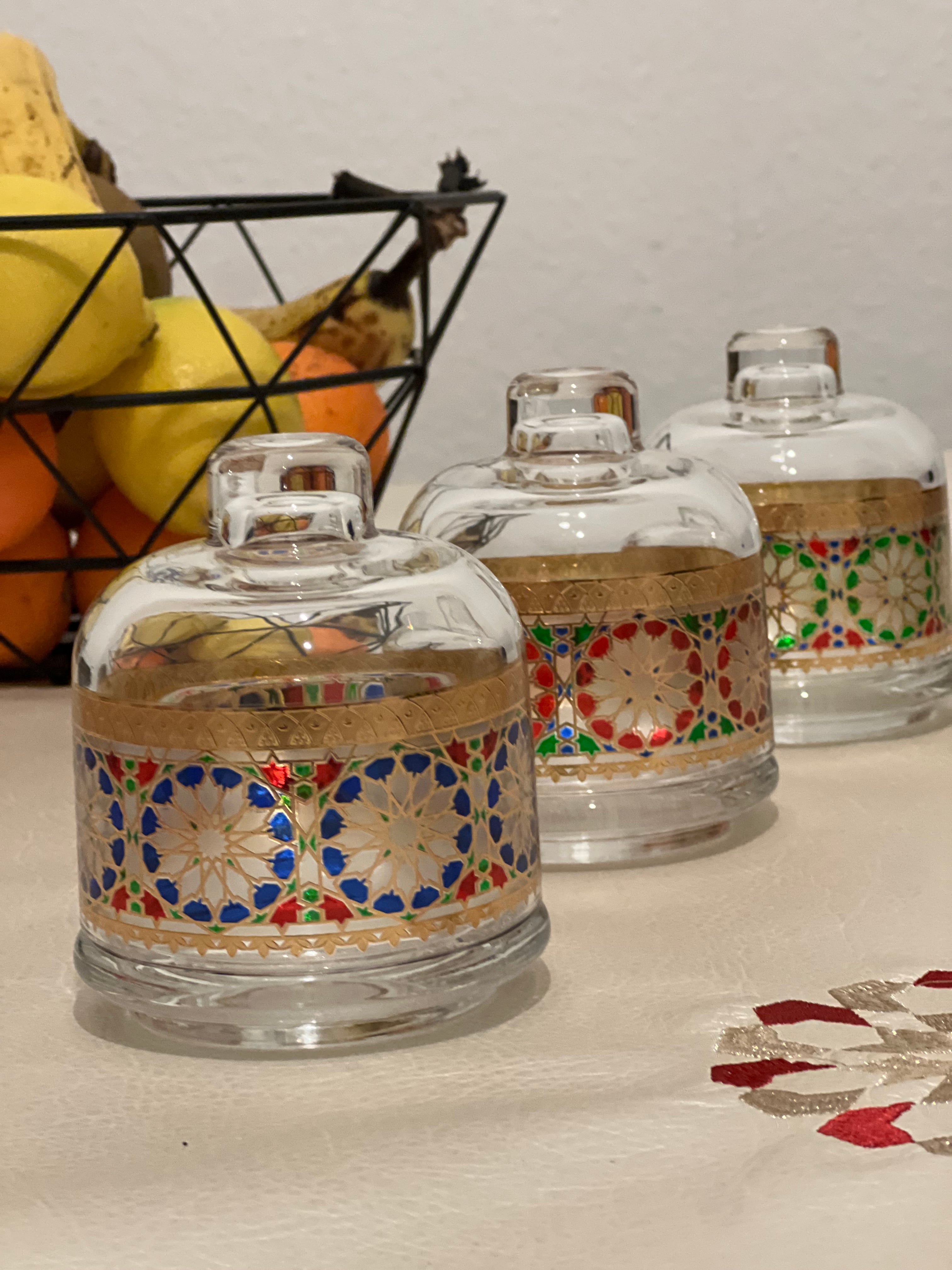 Cloche De Présentation en Verre /Cloche Bougeoir /Pot Cloche / couleurs/ Bonbonnière
/Bonbonnière  mosaïque / Zellige / zelija/ zalija