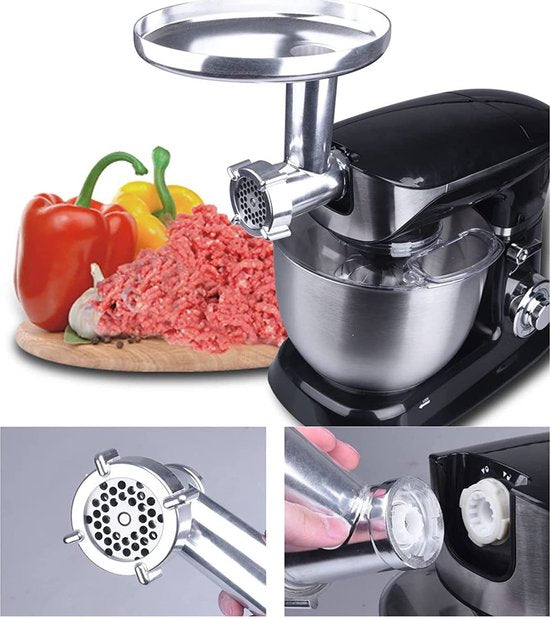 Robot de cuisine multifonctionnel - 3 en 1- Robot de cuisine xxl - Robot de Cuisine 6,5 Litres - Energie électrique 1900w - Zwart PKM-1900.7 B/ pétrin/ Noir / black