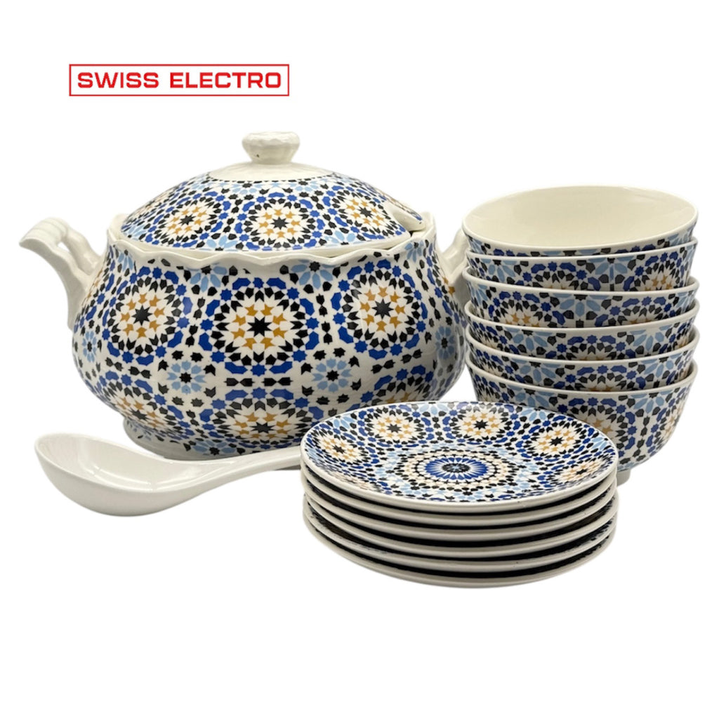 Soupière en porcelaine zelija Mosaïque /blue/ Asilah