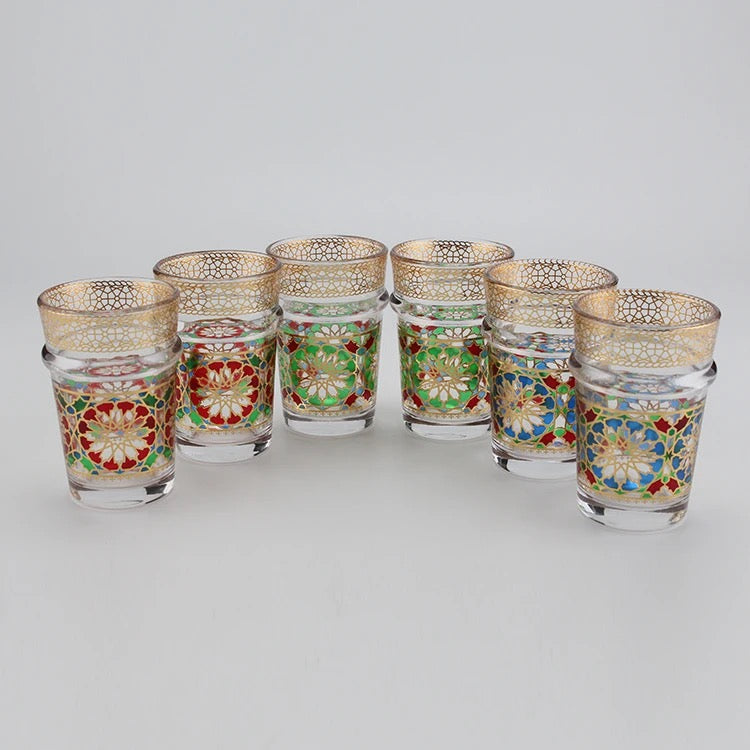 Ensemble 12 verres à  thé Marocain zelija couleur / mosaïque