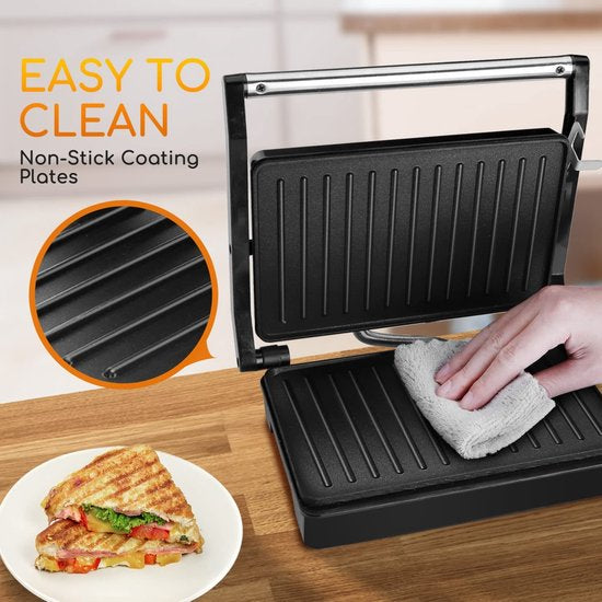 Royalty Line Sandwich Device - Contact Grill - Panini Grill - 1000W - Toaster Grill - 1000W - Sandwich Iron - Grill Device - Zwart