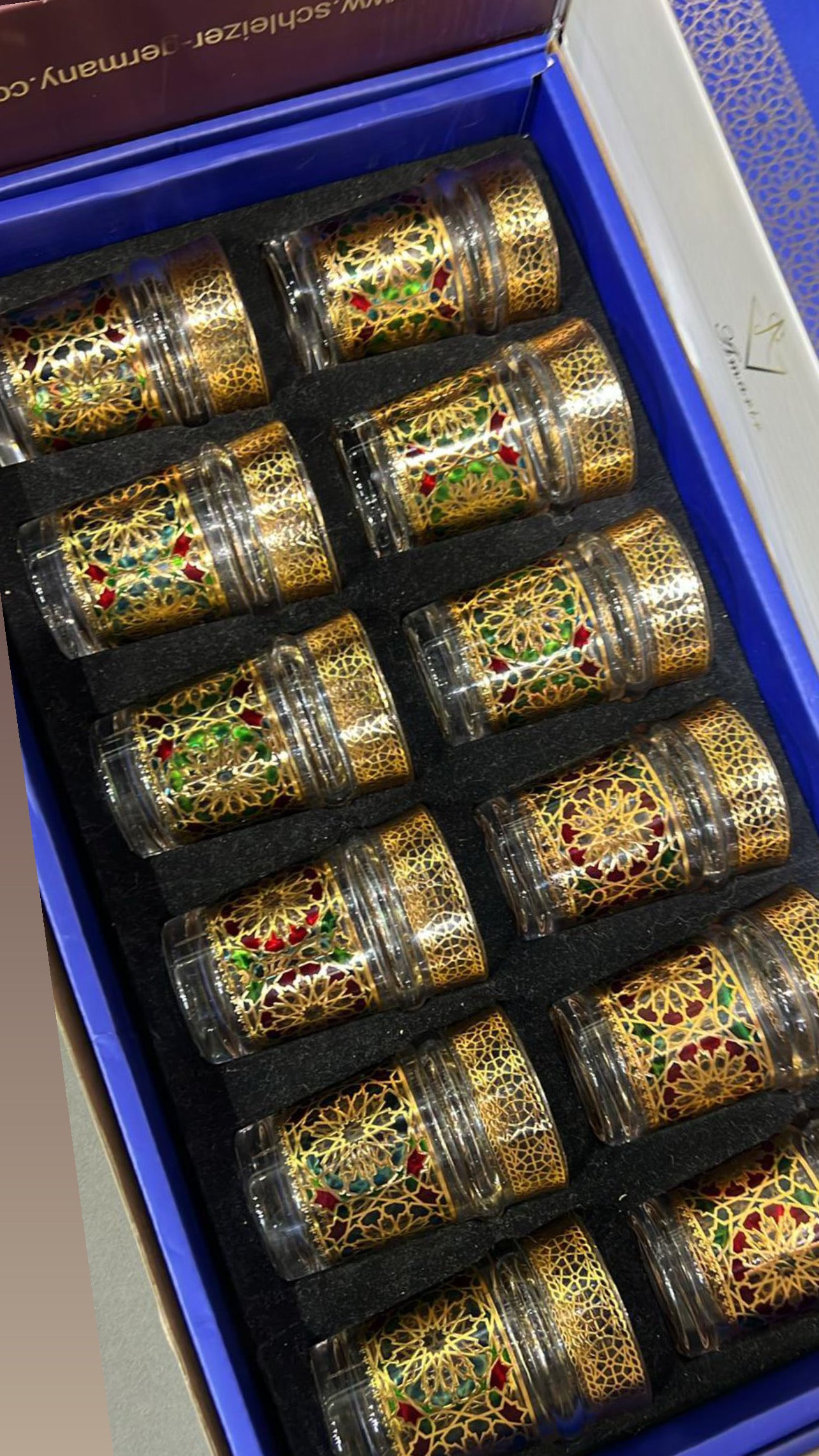Ensemble 12 verres à  thé Marocain zelija couleur / mosaïque